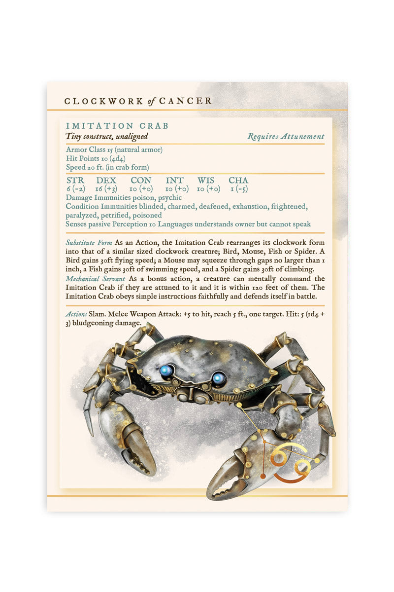 Clockwork of Cancer - July Zodiac Item Card