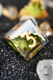 Emerald Geode - Premium Sharp Edge Dice Set