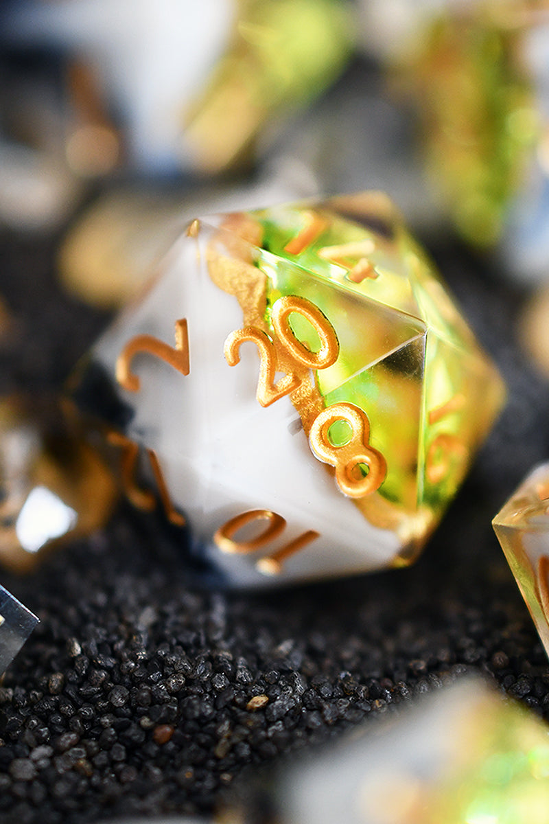 Emerald Geode - Premium Sharp Edge Dice Set
