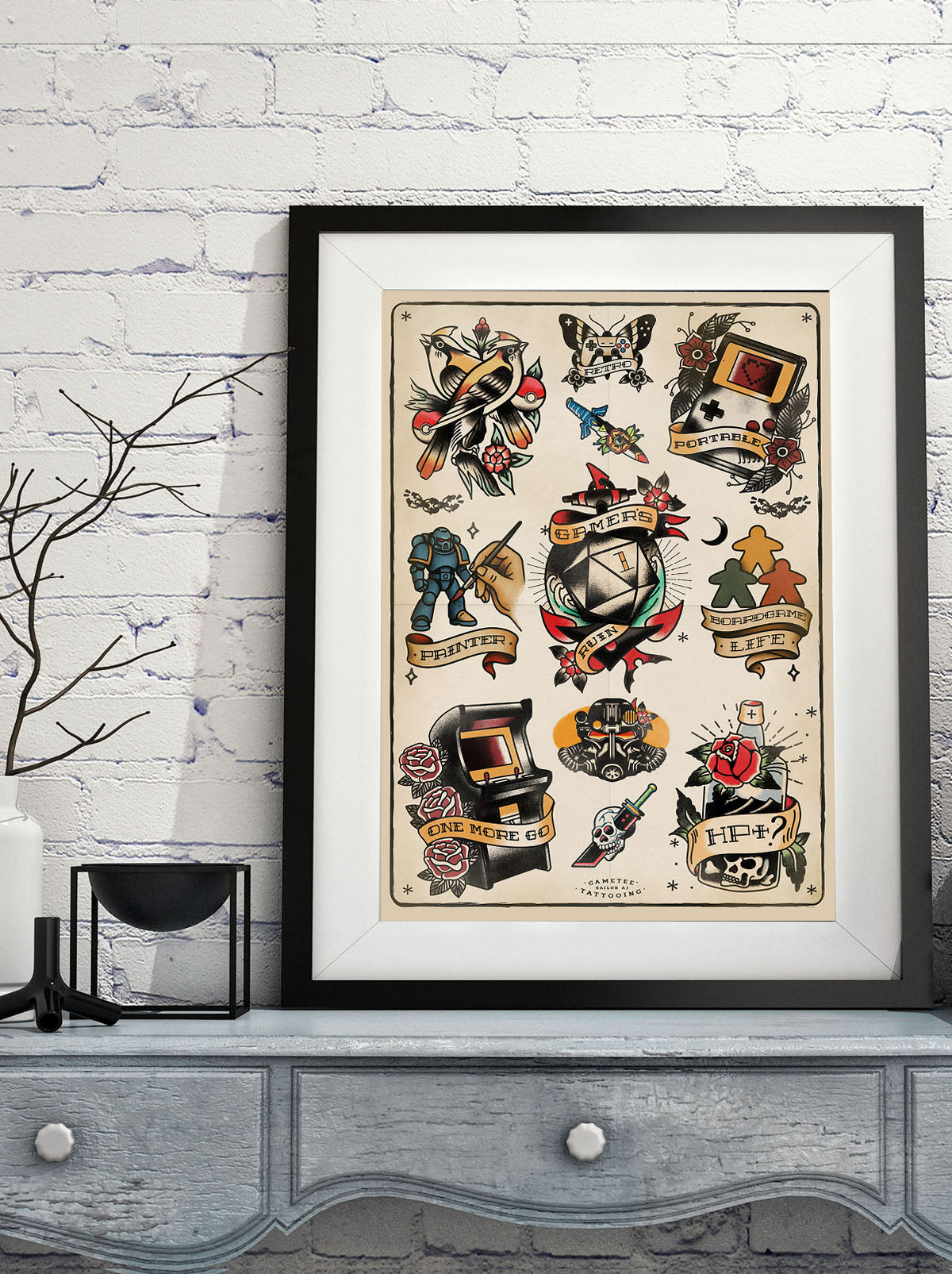 Gaming Tattoo Flash - Art Print