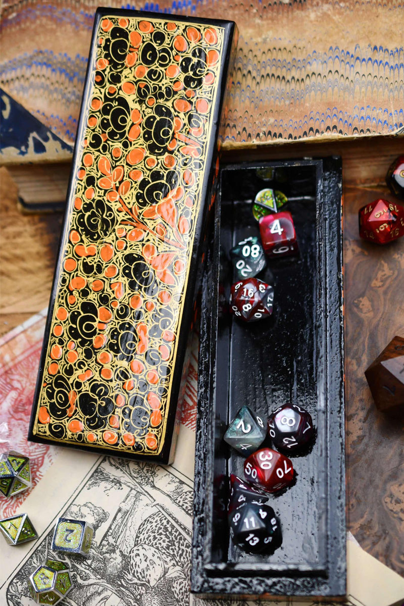 Gilded Crimson - Hand-Painted Dice and Pencil Box