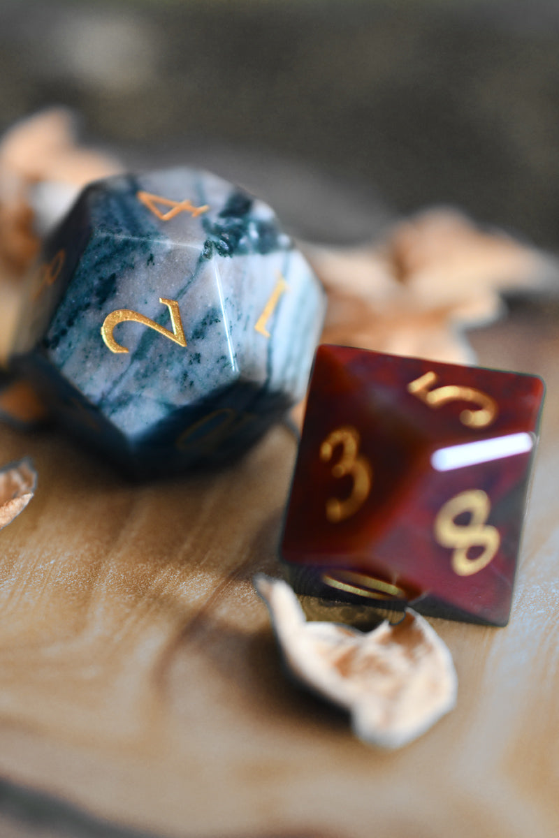 Indian Agate Gemstone Dice Set