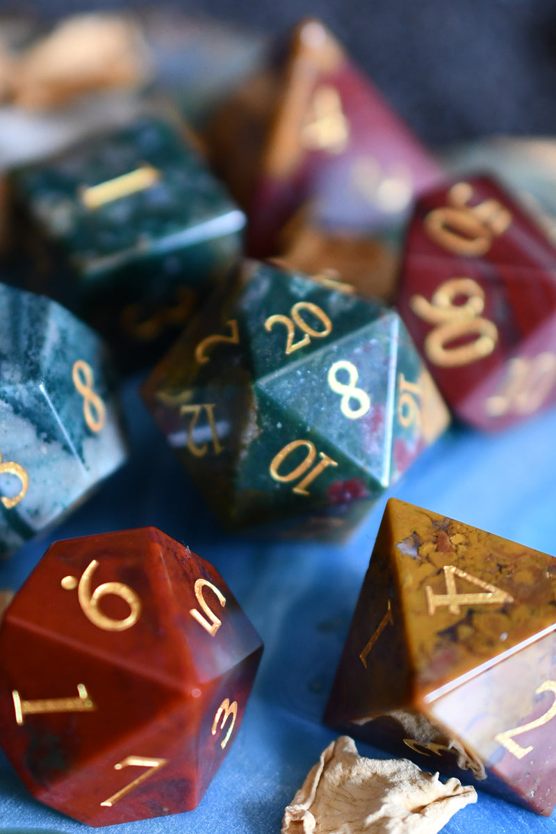 Indian Agate Gemstone Dice Set
