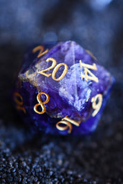 Purple Fluorite Gemstone Dice Set