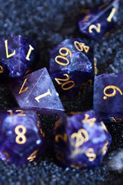 Purple Fluorite Gemstone Dice Set