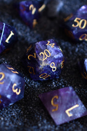 Purple Fluorite Gemstone Dice Set