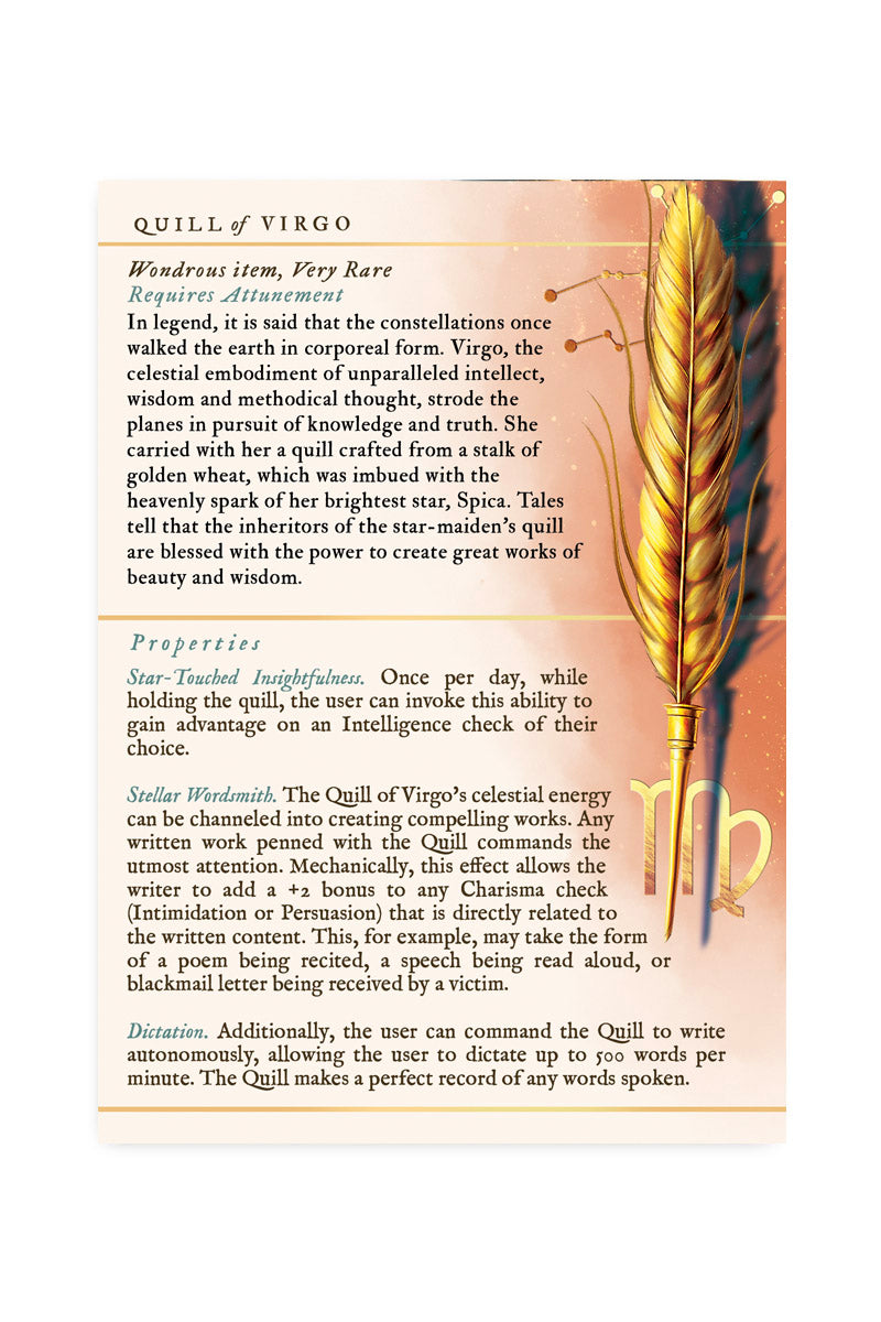 Quill of Virgo - September Zodiac Item Card