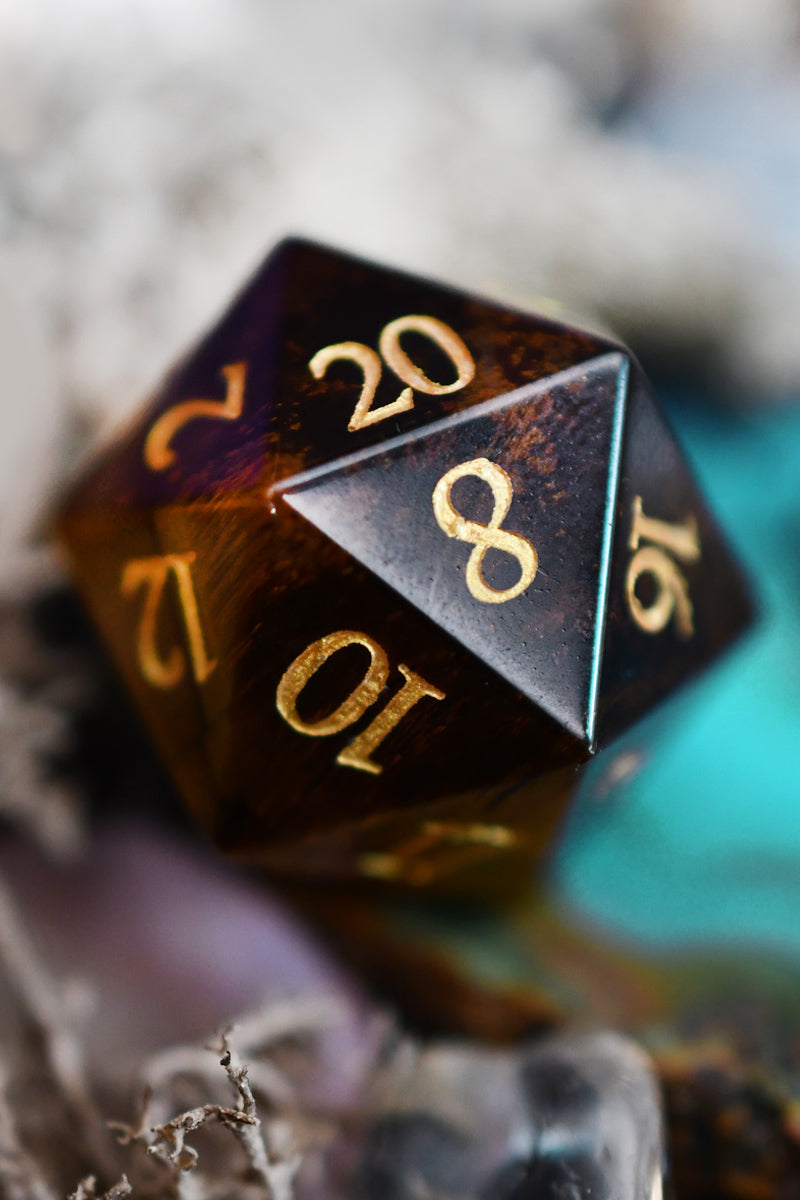 Tiger's Eye Gemstone Dice Set