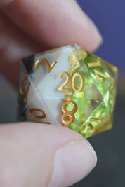 Emerald Geode - Premium Sharp Edge Dice Set