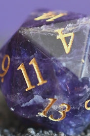 Purple Fluorite Gemstone Dice Set