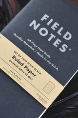 2 Pack - Field Notes Pitch Black Notebook - Ruled Paper - GAMETEEUK