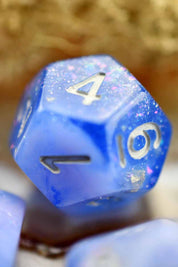 Atlantis - Gold and Holographic Flake Acrylic Dice Set - GAMETEEUK