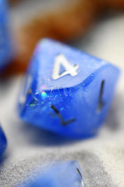 Atlantis - Gold and Holographic Flake Acrylic Dice Set - GAMETEEUK