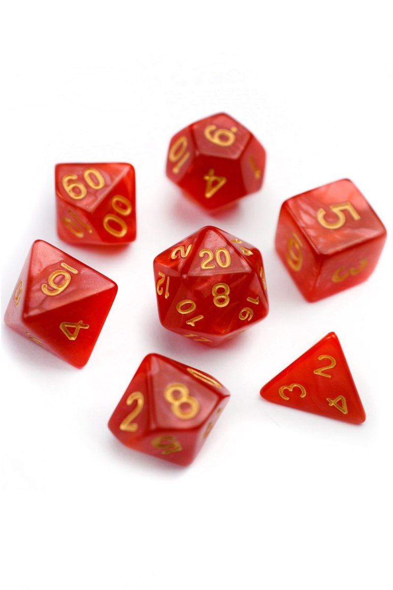 Conjuration - Ruby Lustre-Sheen Acrylic Dice Set - GAMETEEUK
