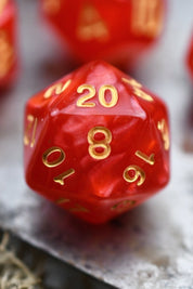 Conjuration - Ruby Lustre-Sheen Acrylic Dice Set - GAMETEEUK