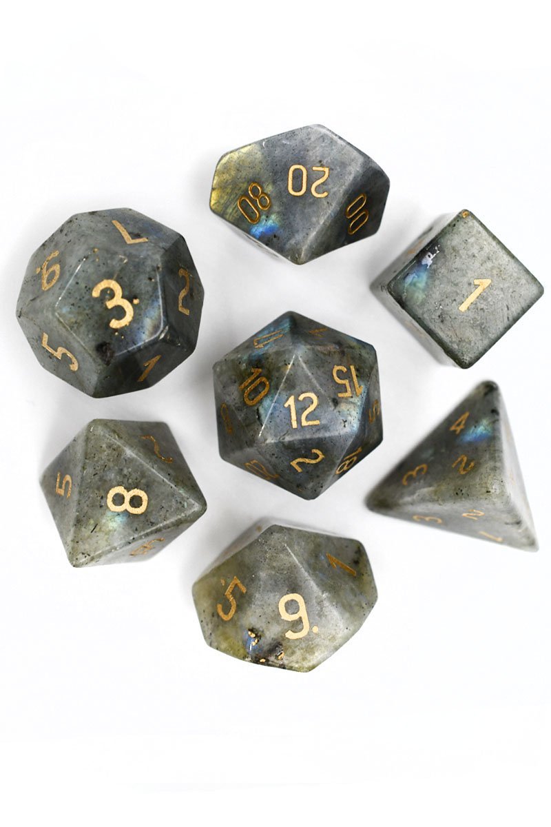 Dark Labradorite Gemstone Dice Set - GAMETEEUK