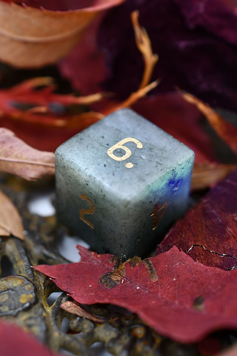 Dark Labradorite Gemstone Dice Set - GAMETEEUK