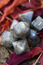 Dark Labradorite Gemstone Dice Set - GAMETEEUK