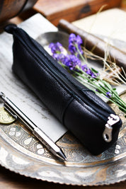 Fine Leather Pencil Case - Midnight Black - GAMETEEUK