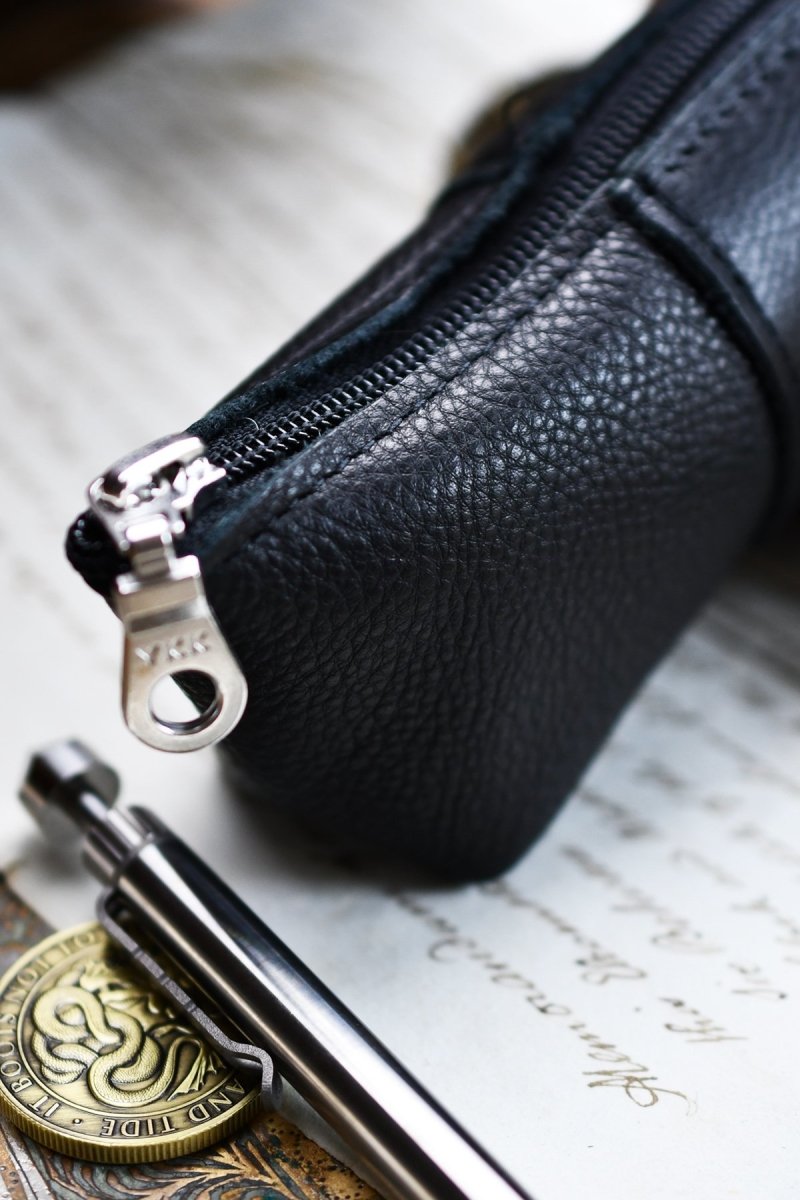 Fine Leather Pencil Case - Midnight Black - GAMETEEUK