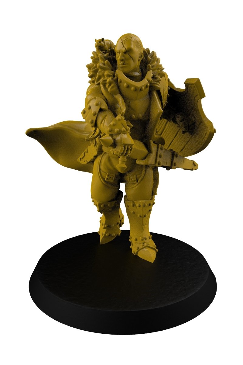 Human Fighter with Attack Hamster - 3D Printable 32mm Miniature