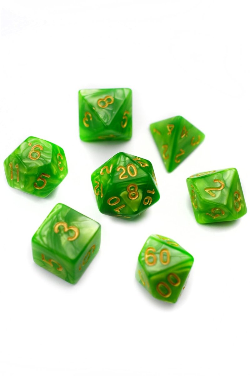 Incantation - Emerald Lustre-Sheen Acrylic Dice Set - GAMETEEUK