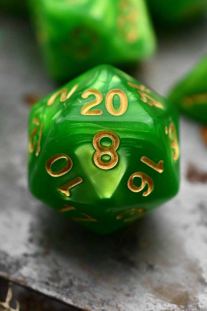 Incantation - Emerald Lustre-Sheen Acrylic Dice Set - GAMETEEUK