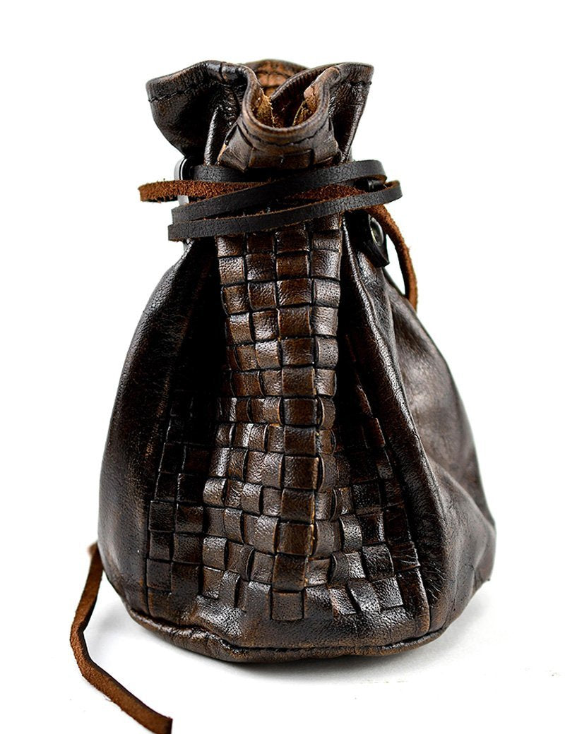 Merchant's Woven Leather Large Coin and Dice Pouch - GAMETEEUK
