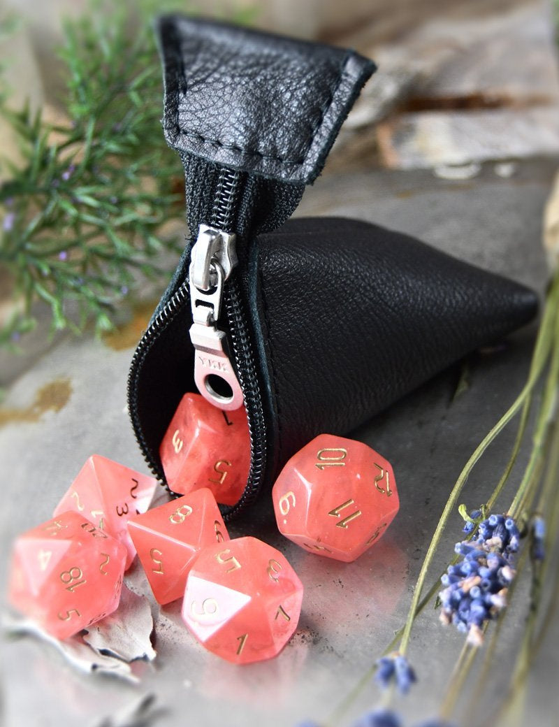 Midnight Black Leather Dice Buddy - GAMETEEUK