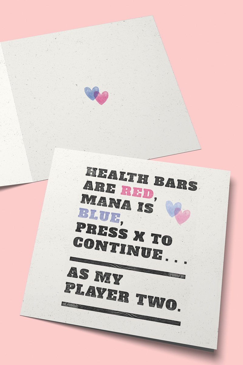 Player Two - Valentine Gaming Greetings Card - GAMETEEUK