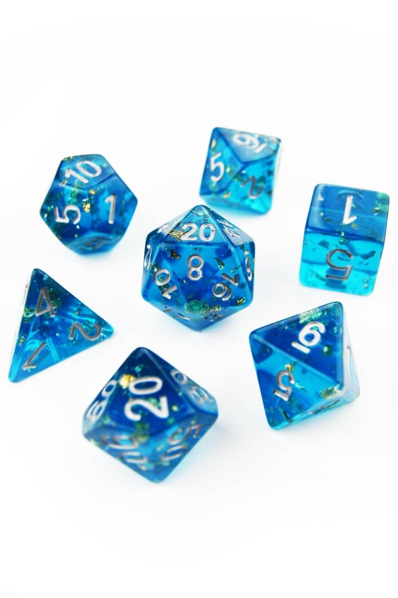Shipwreck 24k Gold Flake - Acrylic Dice Set - GAMETEEUK