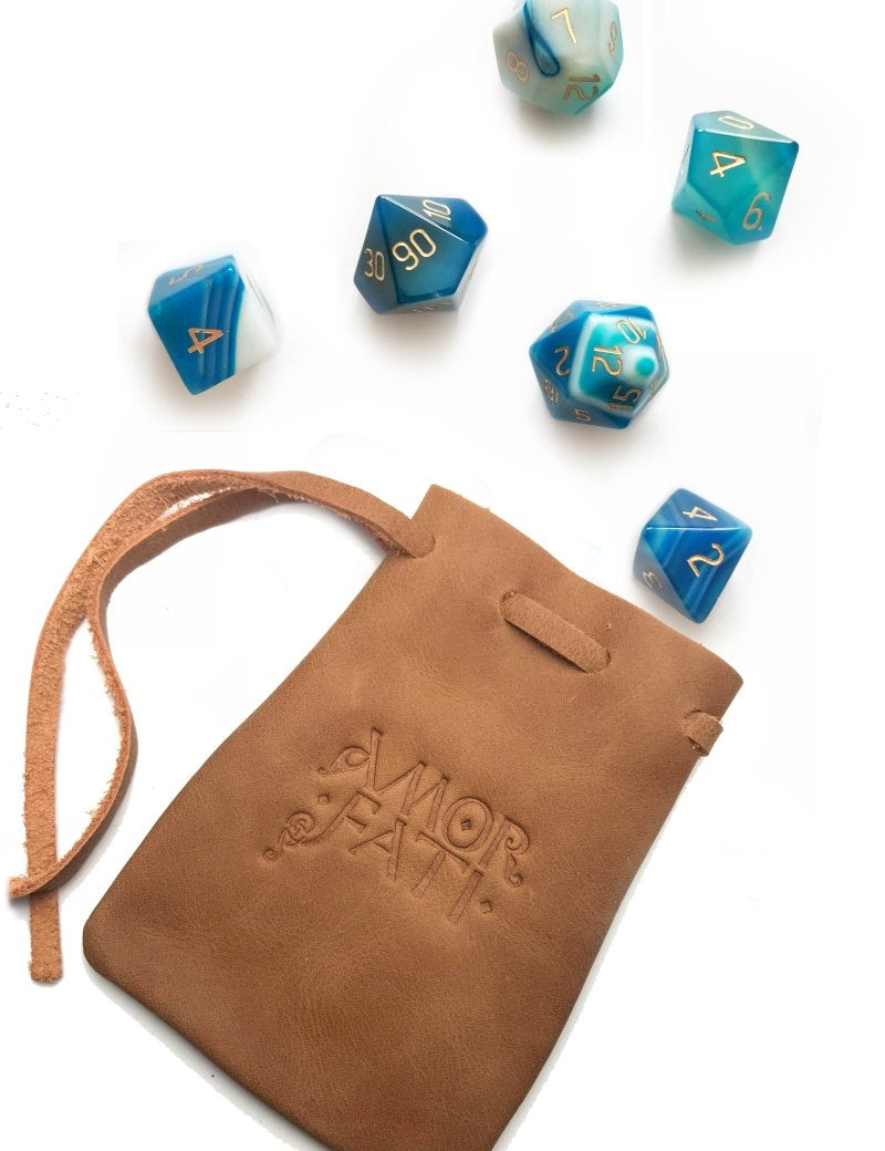 Tan Leather Dice Pouch - GAMETEEUK