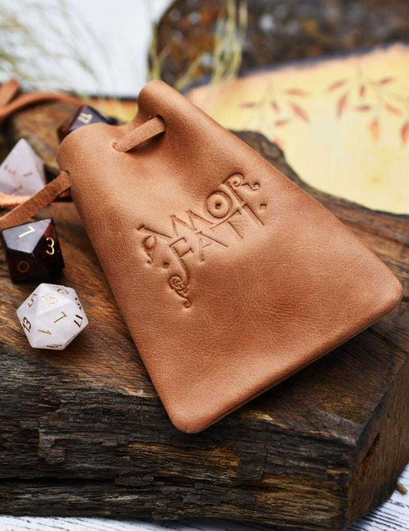 Tan Leather Dice Pouch - GAMETEEUK