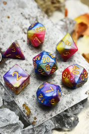 Tutti Fruiti - Harlequin Acrylic Dice Set - GAMETEEUK