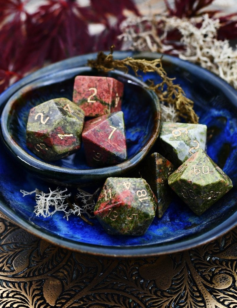 Unakite Gemstone Dice Set - GAMETEEUK