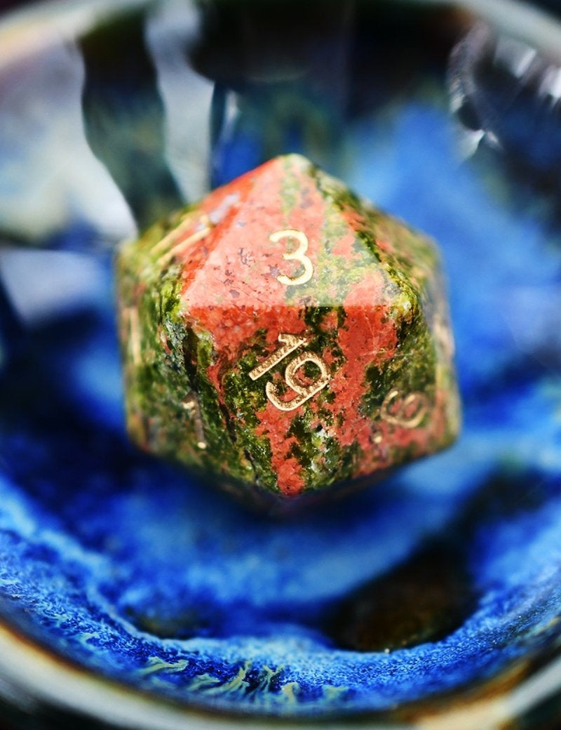 Unakite Gemstone Dice Set - GAMETEEUK