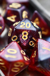 Vampiric Kiss - Blood Drop Acrylic Dice Set - GAMETEEUK