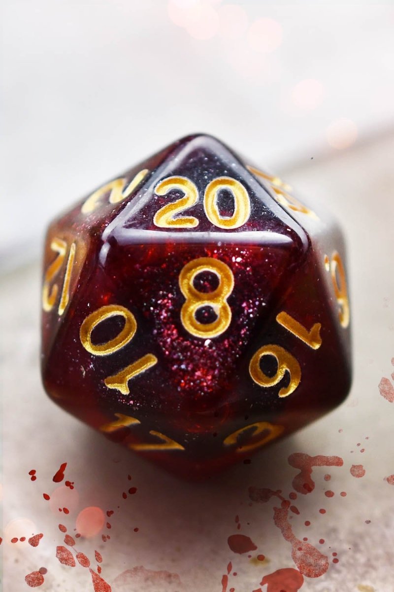Vampiric Kiss - Blood Drop Acrylic Dice Set - GAMETEEUK
