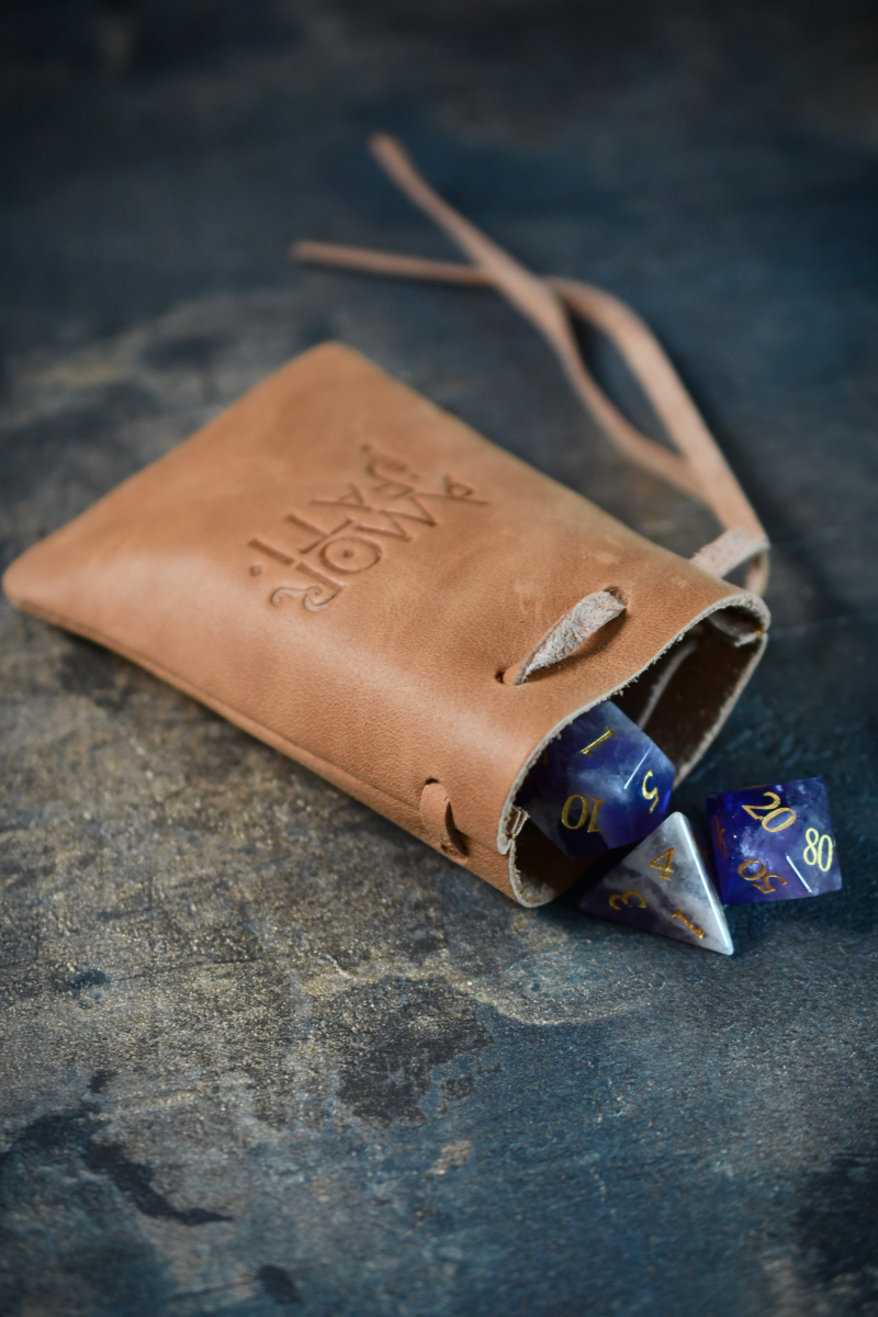 Tan Leather Dice Pouch