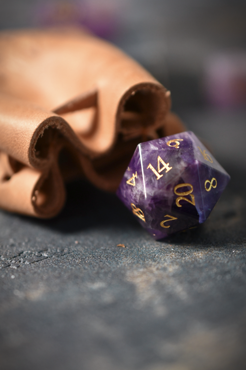 Tan Leather Dice Pouch