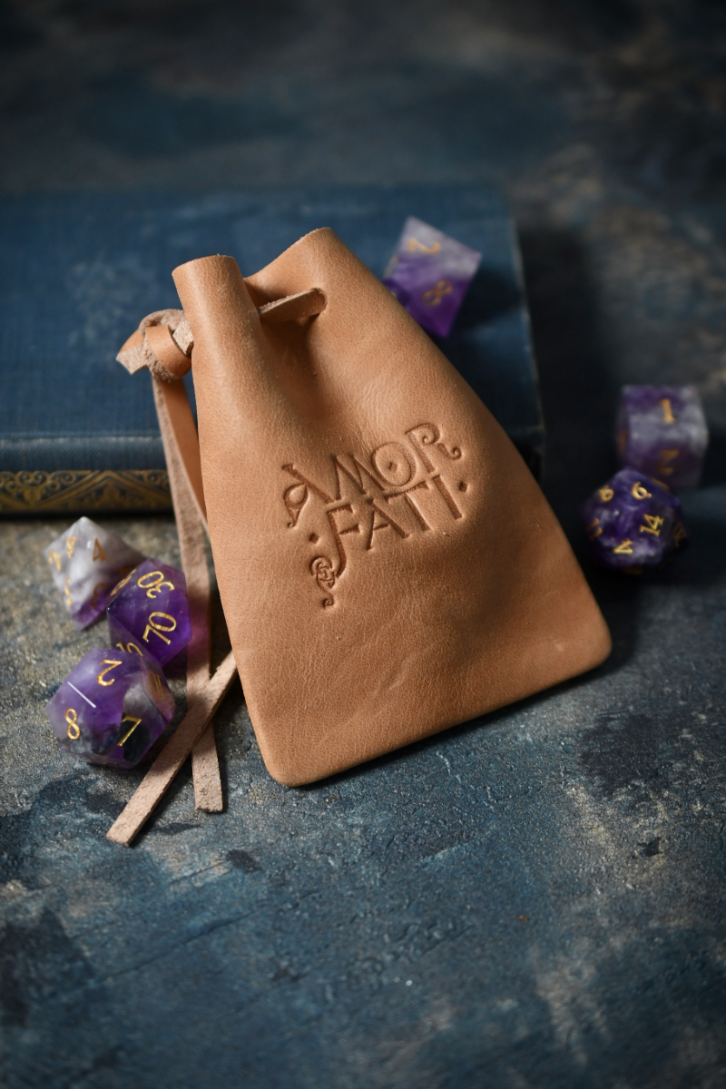 Tan Leather Dice Pouch