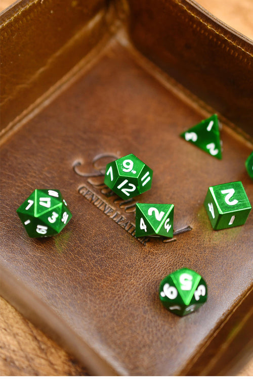 Luxury Ashwood Compact Leather Dice Tray - Classic Brown