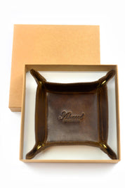 Luxury Ashwood Compact Leather Dice Tray - Classic Brown