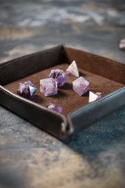 Luxury Ashwood Compact Leather Dice Tray - Classic Brown