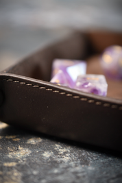 Luxury Ashwood Compact Leather Dice Tray - Classic Brown