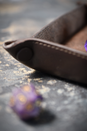 Luxury Ashwood Compact Leather Dice Tray - Classic Brown