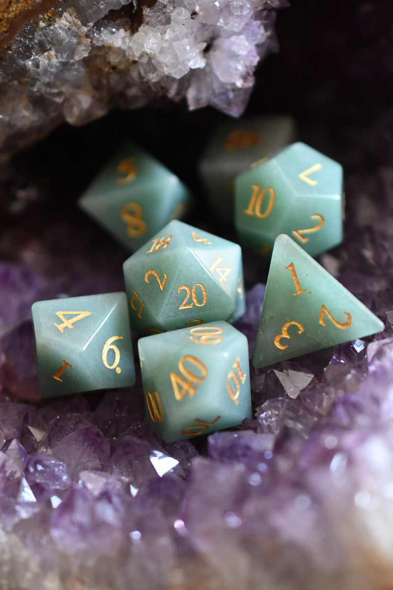 Aventurine Gemstone Dice Set