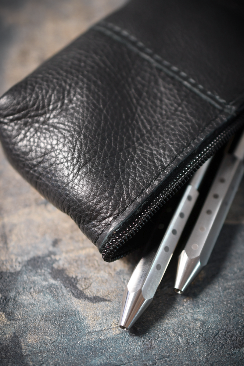 Fine Leather Pencil Case - Midnight Black