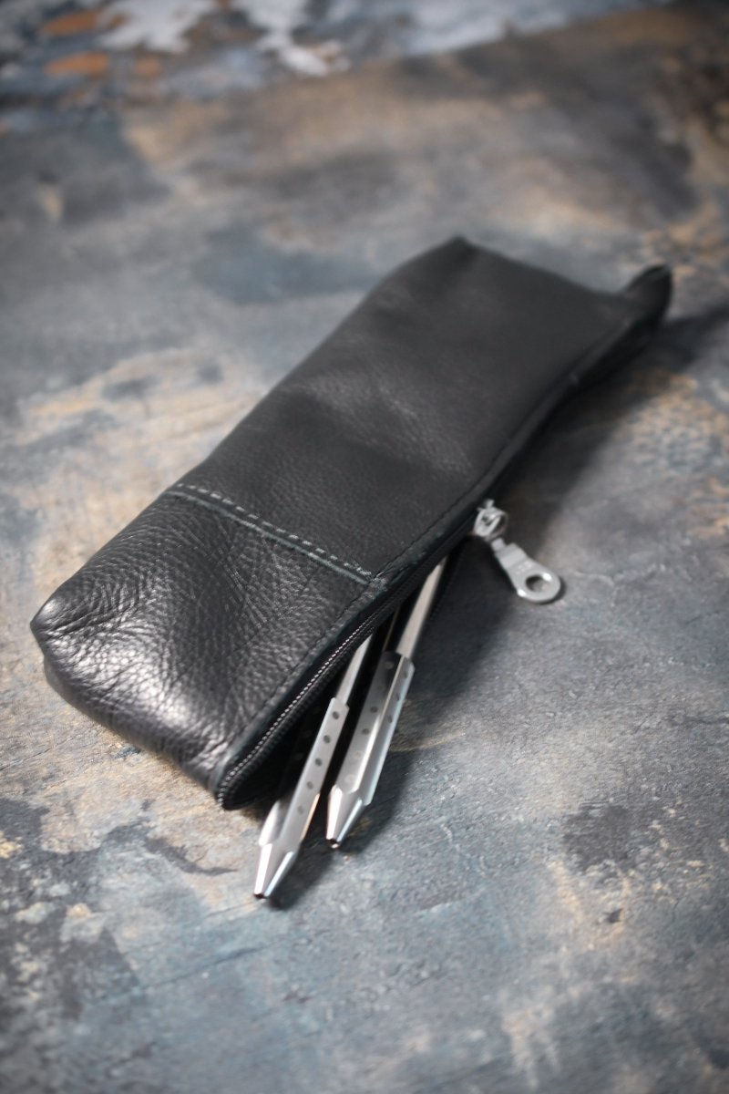 Fine Leather Pencil Case - Midnight Black