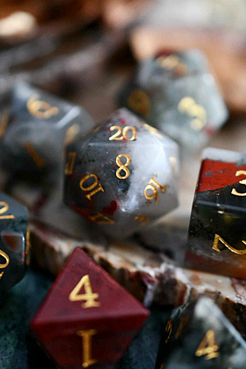 Bloodstone Gemstone Dice Set